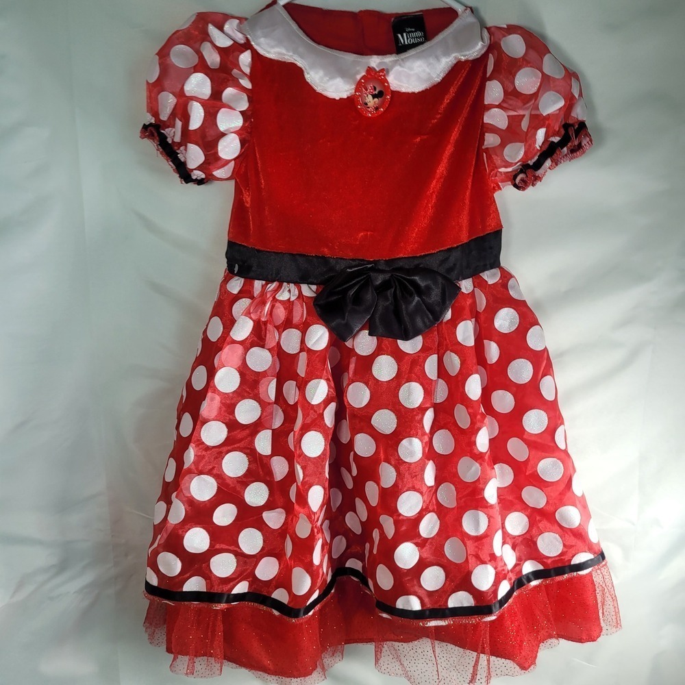 Disney Minnie Mouse Red Polka Dot Dress Child Size S 6/6X Costume Cosplay